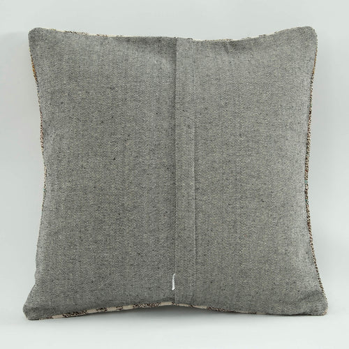 Wool Decorative Pillow - Emel Brown Ethnic Handmade Zipper Pillow Case 18x18