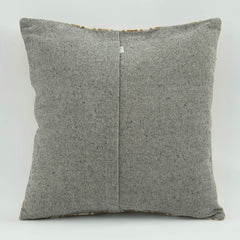 Wool Decorative Pillow - Emel Brown Ethnic Pillow Case 18x18 Zipper Cover