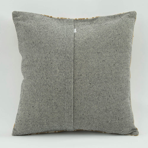 Wool Decorative Pillow - Emel Brown Ethnic Pillow Case 18x18 Zipper Cover