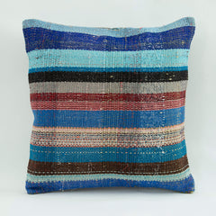Emel Blue Ethnic Wool Decorative Pillow Case 1'8'' x 1'8''
