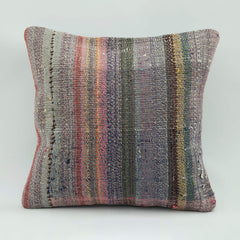Wool Decorative Pillow - Emel Grey Ethnic Handmade Zipper Cushion Cover 18x18