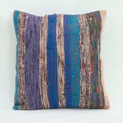 Emel Blue Ethnic Wool Decorative Pillow Case 1'8'' x 1'8''