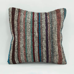 Wool Decorative Pillow - Emel Grey Ethnic Style Cushion Cover 1'8'' x 1'8''