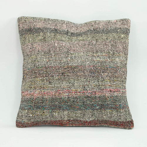Wool Decorative Pillow Case - Grey Ethnic Handmade Cushion With Zipper