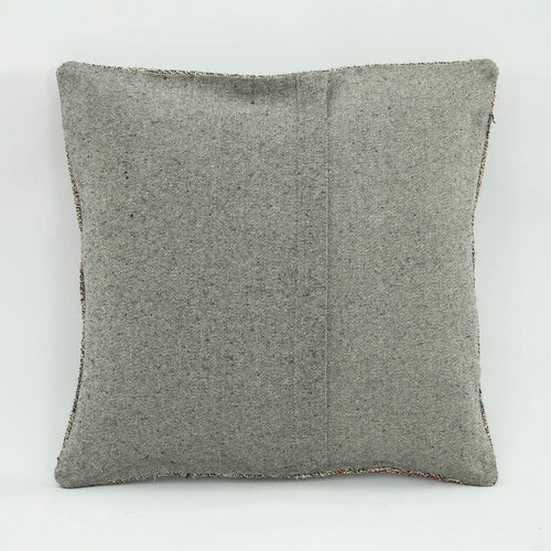 Wool Decorative Pillow Case - Grey Ethnic Handmade Cushion With Zipper