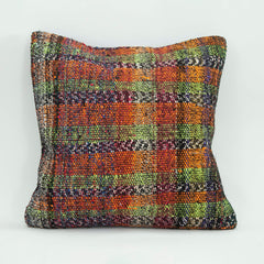 Emel Orange Ethnic Wool Decorative Pillow Case 1'8'' x 1'8''