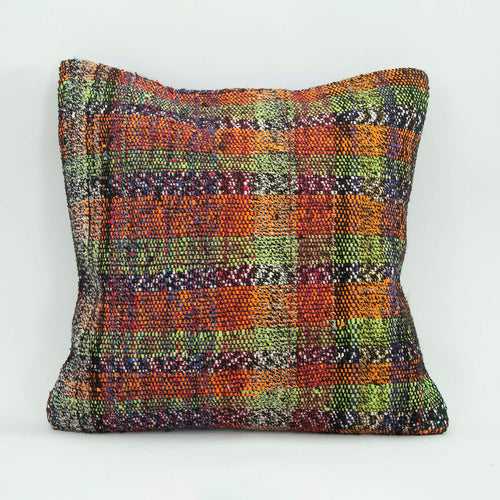 Emel Orange Ethnic Wool Decorative Pillow Case 1'8'' x 1'8''