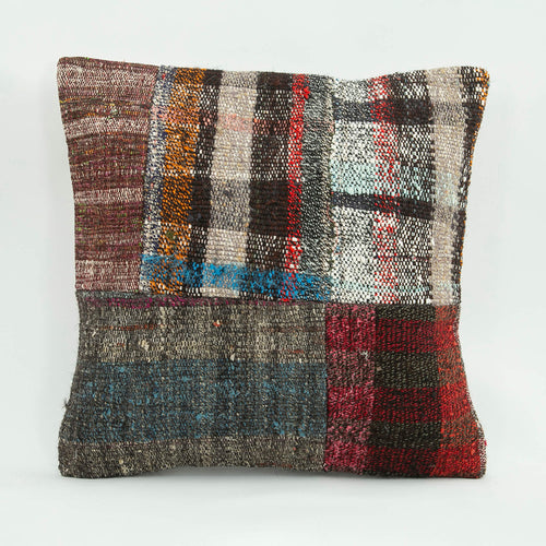 Emel Grey Patchwork Wool Decorative Pillow Case 1'8'' x 1'8''