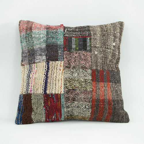 Emel Grey Ethnic Wool Decorative Pillow Case 1'8'' x 1'8''