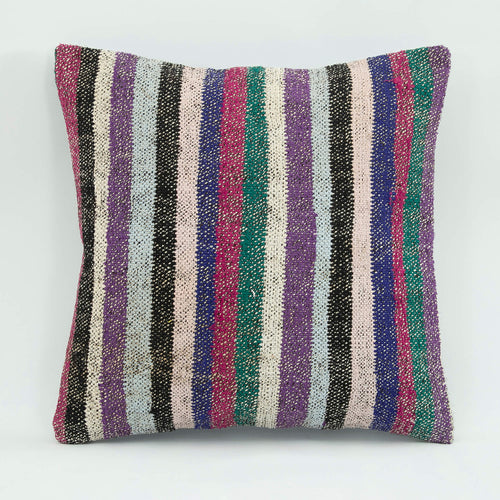 Wool Decorative Pillow – Purple Striped Handmade Wool Pillowcase 18x18 Inches