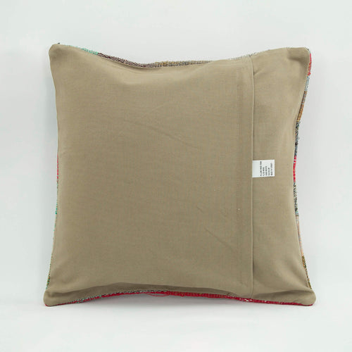 Wool Decorative Pillow Case – Beige Striped Handwoven Cushion Cover 18x18''