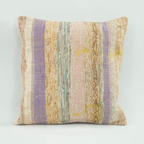 Emel Cream Striped Wool Decorative Pillow Case 1'8'' x 1'8''