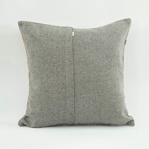 Wool Decorative Pillow Case – Beige Ethnic Handmade Cushion Cover 18x18 with Zipper