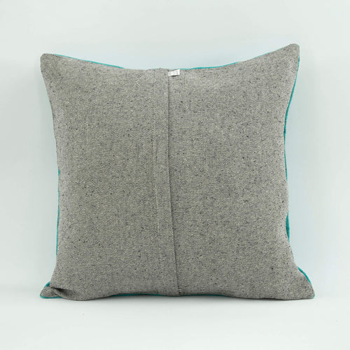 Wool Decorative Pillow – Handmade Ethnic Turquoise Cushion Cover 1'8'' x 1'8''