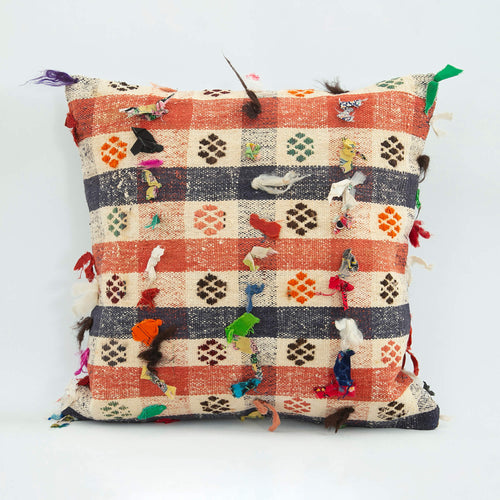 Emel Beige Ethnic Wool Decorative Pillow Case 1'8'' x 1'8''