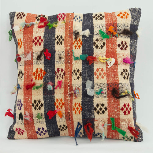 Emel Orange Ethnic Wool Decorative Pillow Case 1'8'' x 1'8''