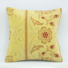 Emel Yellow Ethnic Wool Decorative Pillow Case 1'8'' x 1'8''