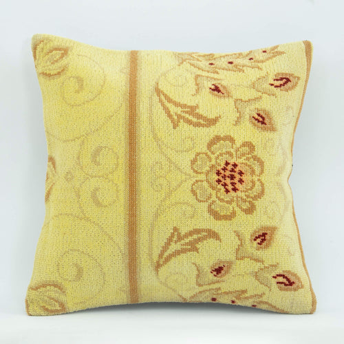 Emel Yellow Ethnic Wool Decorative Pillow Case 1'8'' x 1'8''