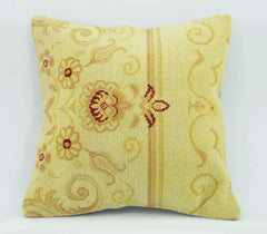 Emel Yellow Ethnic Wool Decorative Pillow Case 1'8'' x 1'8''