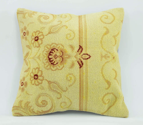 Emel Yellow Ethnic Wool Decorative Pillow Case 1'8'' x 1'8''