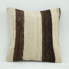 Wool Decorative Pillow - Beige Ethnic Cushion Cover With Zipper 18x18