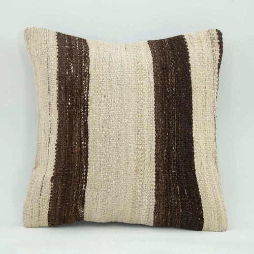 Wool Decorative Pillow - Beige Ethnic Cushion Cover With Zipper 18x18