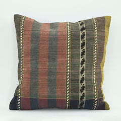 Wool Decorative Pillow Case - Black Ethnic Handmade Cushion Cover 18x18