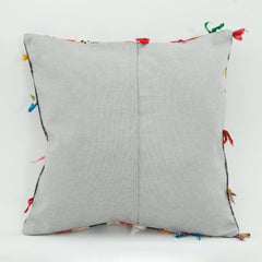 Wool Decorative Pillow Case - Handmade Ethnic Multicolor Cushion Cover with Zipper