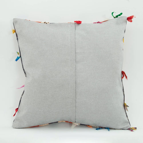 Wool Decorative Pillow Case - Handmade Ethnic Multicolor Cushion Cover with Zipper