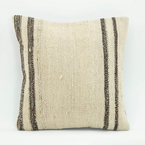 Wool Decorative Pillow – Beige Ethnic Pillow Case With Zipper, Handmade Cushion Cover