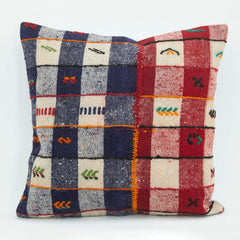 Emel Blue Ethnic Wool Decorative Pillow Case 1'8'' x 1'8''