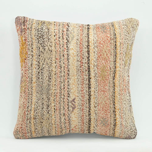 Emel Beige Ethnic Wool Decorative Pillow Case 1'8'' x 1'8''