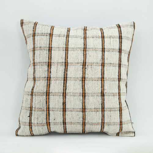 Wool Decorative Pillow – Ethnic White Cushion Cover with Zipper, Handmade