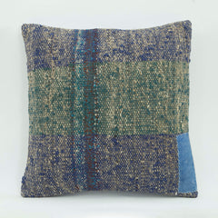 Emel Blue Ethnic Wool Decorative Pillow Case 1'8'' x 1'8''
