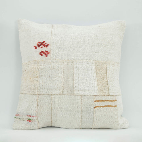 Emel Beige Ethnic Wool Decorative Pillow Case 1'8'' x 1'8''