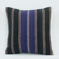 Wool Decorative Pillow - Black Ethnic Handmade Cushion Case 18x18 Zipper Cover