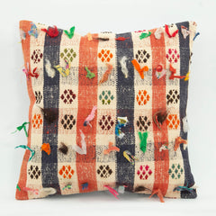 Emel Orange Ethnic Wool Decorative Pillow Case 1'8'' x 1'8''