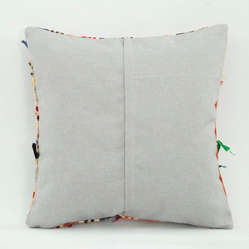 Emel Orange Ethnic Wool Decorative Pillow Case 1'8'' x 1'8''