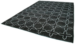 Geometric Carpet Black Geometric Cotton Wool Handmade Area Rug 9'10'' x 13'3''