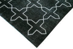 Geometric Carpet Black Geometric Cotton Wool Handmade Area Rug 9'10'' x 13'3''