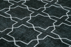 Geometric Carpet Black Geometric Cotton Wool Handmade Area Rug 9'10'' x 13'3''