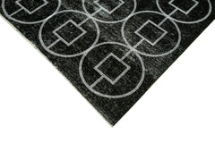 Geometric Carpet Black Geometric Cotton Wool Handmade Area Rug 9'5'' x 12'3''