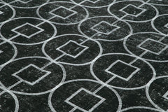 Geometric Carpet Black Geometric Cotton Wool Handmade Area Rug 9'5'' x 12'3''