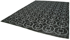 Geometric Carpet Black Geometric Cotton Wool Handmade Area Rug 9'9'' x 12'4''