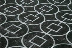 Geometric Carpet Black Geometric Cotton Wool Handmade Area Rug 9'9'' x 12'4''
