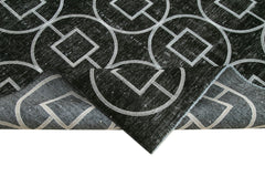 Geometric Carpet Black Geometric Cotton Wool Handmade Area Rug 9'9'' x 12'4''