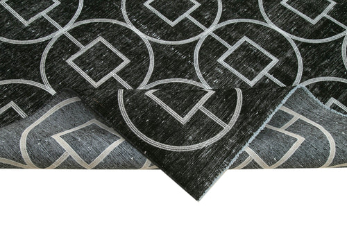 Geometric Carpet Black Geometric Cotton Wool Handmade Area Rug 9'9'' x 12'4''