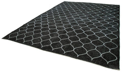 Geometric Carpet Black Geometric Cotton Wool Handmade Area Rug 9'9'' x 13'8''