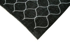 Geometric Carpet Black Geometric Cotton Wool Handmade Area Rug 9'9'' x 13'8''