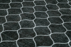 Geometric Carpet Black Geometric Cotton Wool Handmade Area Rug 9'9'' x 13'8''